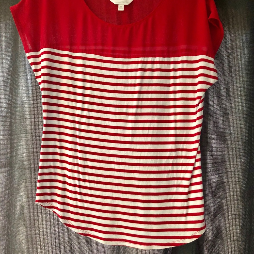 Charming Charlie red striped shirt